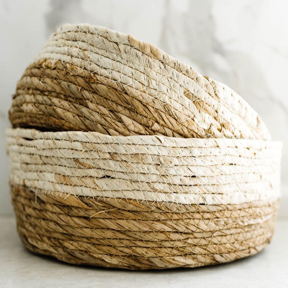 Storage Clutter Made Cute Sea Grass Rope Baskets - Set of 2 entertaining hosting wood serveware